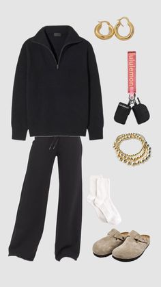 Period Outfit Comfy, Comfy Fall Fits, Black Sweatpants Outfit, Everyday Outfits Fall, December Outfits, Class Outfits, Sweatpants Outfits, Winter Fashion Outfits Casual, Outfit Inspo Casual