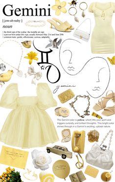 an image of a woman's dress and accessories for her wedding day, with the words gemin on it