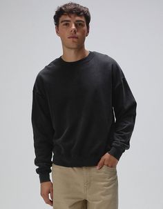 Rsq Washed Oversized Crewneck Sweatshirt. Solid Color Washed Sweatshirt. Oversized Fit. Crew Neck. Cuffed Long Sleeves And Hem. Fleece Lining. 80% Cotton 20% Polyester. Machine Wash. Imported. Model Is Wearing A Size Medium. Model Measurements:height: 6'2"waist: 31"inseam: 32" Black Sweatshirt Outfit Men, Sweatshirt Outfit Men, Black Sweatshirt Outfit, Overalls Boys, Chino Pants Women, Wwe T Shirts, Oversized Crewneck, Boys Graphic Tee, Chino Jeans