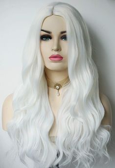 PRICES MAY VARY. Feature: This hairstyle is special for movie TV character white wigs for black cat costume costume wig costume for women.The curls are loose and natural. Material:Heat Friendly synthetic fiber ,they are not itchy ,hot and heavy.it feels like real hair.can be dyed,colored and no tangle. Color:white color ,Length: 70 cm+_3cm. Usage: women Occasion:party ,black cat DC costume party and Halloween cosplay. Description White costume wig for women   
 Color:white 
 Hairstyle: Long blac White Walker Costume, Beetlejuice Wig, Movie Character Cosplay, Black Cat Costume, Dc Costumes, Black Cat Costumes, White Wig, Character Cosplay, White Costume