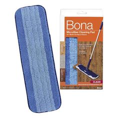 bona microfibre cleaning pad and mop set in blue packaging on white background