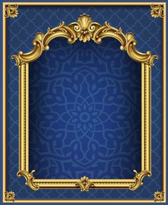 an ornate gold frame on a blue background