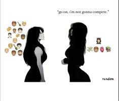 an image of two women facing each other with emoticions coming out of them