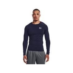 Perfect for running or working out, the Under Armour HeatGear Long-Sleeve Compression Shirt for Men feels cool, dry, and light against your skin to keep you more comfortable than you ever thought possible. Equipped with HeatGear fabric, this men's athletic shirt feels great, and its moisture-wicking, quick-drying properties keep you cool and dry during hard-hitting training sessions. Mesh panels at the back and underarms deliver strategic airflow while you move. Hybrid raglan sleeves add unrestr Functional Anti-odor Sports Tops, Anti-odor Sports Tops, Anti-odor Crew Neck Sports Activewear, Functional Moisture-wicking Crew Neck Rash Guard, Technical Dri-fit Sweat Resistant Tops, Technical Dri-fit Tops Sweat Resistant, Sporty Moisture-wicking Crew Neck Rash Guard, Go-dry Crew Neck Activewear For Sports, Go-dry Crew Neck Activewear For Sports Events