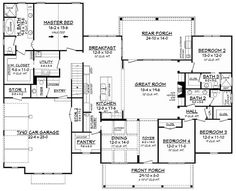 this is the first floor plan for these house plans, which include two master suites and three