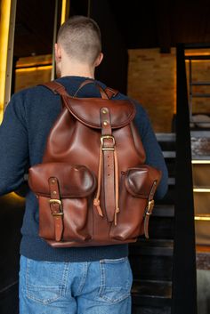 Personalized Backpack Handmade Full Grain Leather Backpack Travel Backpack Men Backpack Rucksack Best Father's Day Gift Vintage Backpack Just like human fingerprint, each piece of leather is unique with its own, one of kind pattern, natural scars and color shades! When you use your bag, you will find out that each new scratch is a new story and the more it ages, the more attractive it looks. The older the better. Over time it will develop a beautiful patina and have a warm, silky touch. All thes Classic Satchel Backpack For Outdoor, Classic Outdoor Satchel Backpack, Luxury Brown Backpack For Outdoor, Brown Travel Backpack With Smooth Grain, Travel Backpack With Smooth Grain In Brown, Brown Smooth Grain Travel Backpack, Classic Leather Backpack For Outdoor, Brown Smooth Grain Standard Backpack, Classic Outdoor Backpack With Leather Backing