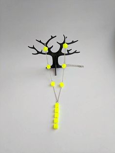 Fluorescent Yellow 3D Printed Lariat NecklaceGeometric Trendy Luminous Jewelry For Gifts, Neon Yellow Trendy Jewelry For Party, Trendy Neon Jewelry For Party, Trendy Neon Yellow Jewelry For Party, Geometric Yellow Jewelry For Gifts, 3d Printed Earrings, Mod Jewelry, Fluorescent Yellow, Geometric Jewelry