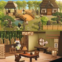 Animal Crossing Gazebo Ideas, Acnh Gazebo, Animal Crossing Japanese Town, Zen House Interior, Acnh Zen Garden, Japanese House Exterior, Japanese Animals, Zen House