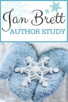 an image of a book cover with snowflakes on it and the title, jan breit author study