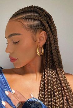 61 Badass Box Braids to Inspire in 2020 - Glowsly Long Cornrows, Hairstyle Tutorials, Braided Ponytail Hairstyles, Box Braids Styling, Easy Hairstyle, Girls Hairstyles Braids, Cornrows Braids