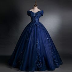 Navy Blue Modest Quinceanera Dresses Glitter Tulle Ball Gowns Off The Shoulder Beaded Appliques Lace Blue Sweet 16, Off Shoulder Ball Gown, Puffy Skirt, Dress Trims, Performance Dresses, Stage Costume, فستان سهرة, Prom Dresses Ball Gown, Glam Dresses