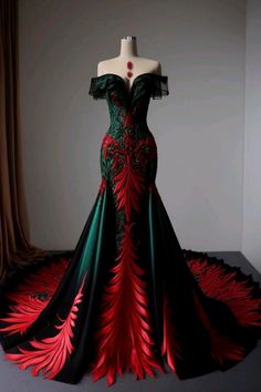 Black And Red Dress, Red And Black Dress, Glam Dresses, Beautiful Gowns