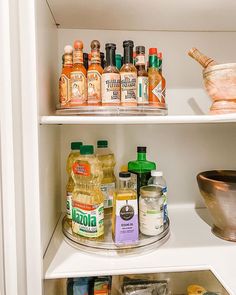 an organized pantry with spices and condiments