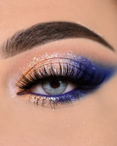 Blue And Gold Wedding Makeup, Formal Makeup For Blue Dress, Blue Bridal Makeup, Make Up Yeux, Eye Makeup For Blue Eyes, Blue Makeup Looks, Eye Makeup Pictures, Smink Inspiration