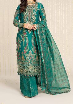 Maria.B Pakistani Luxury Embroidered Dress - db27234 Unstitched Silk Dress With Intricate Embroidery, Elegant Semi-stitched Embellished Embroidered Dress, Elegant Salwar Kameez With Floral Embroidery In Raw Silk, Elegant Raw Silk Salwar Kameez With Floral Embroidery, Elegant Semi-stitched Embroidered Dress With Zari Work, Eid Embroidered Raw Silk Dresses, Silk Dresses With Resham Embroidery For Eid, Eid Embroidered Silk Dress, Elegant Raw Silk Dress With Intricate Embroidery