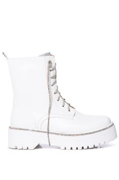 Combat Boots Heels, Platform Combat Boots, Crystal Lace, Rhinestone Material, Azalea Wang, White Platform, Combat Boot, Plus Size Shopping, Sandals For Sale