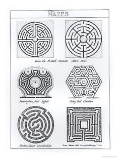 four different mazes in black and white with the words mazes written on them