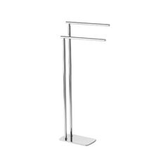 a stainless steel towel stand with two bars on each side and one bar at the top