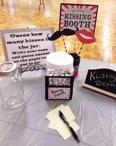 a table that has some writing on it and other items sitting on top of it