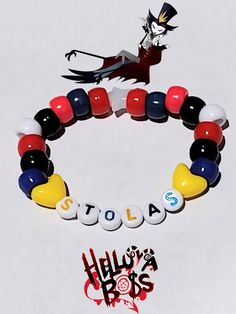 someone did recommend this bracelet but I can't @ them X( if anyone wants to suggest a character I should make into a bracelet or any jewelry of your choice, feel free to comment! #bracelet #kandi #helluvaboss #stolas Stolas Bracelet, Bracelet Inspired, Bead Ideas, A Bracelet