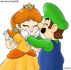 mario and princess peach kissing each other