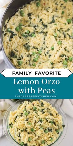 lemon orzo with peas is an easy and delicious side dish that can be made in less than 30 minutes