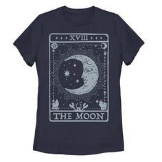 This juniors' graphic tee will be an instant favorite. This juniors' graphic tee will be an instant favorite. Short sleeves CrewneckFABRIC & CARE Cotton Machine wash Imported Size: Medium. Color: Navy. Gender: female. Age Group: adult. Playing Card Graphic, Moon Graphic Tee, Moon Graphic, Indie Skater, Moon Shirt, Graphic Top, Muscle Tee, Playing Card, Muscle Tees