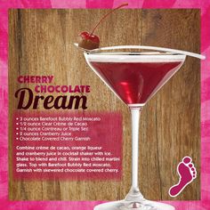 the cherry chocolate dream martini is ready to be served