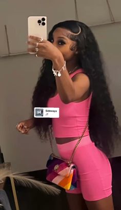 Outfits With Deep Wave Hair, Summer Time Outfits Black Women, Ptso Outfits Black Women, Trail Ride Outfit Black Women, Skims Outfit, Quick Weave Hairstyles