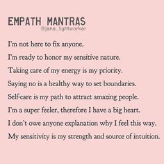 Intuitive Empath, Bohol, Positive Self Affirmations, Mental And Emotional Health, Self Care Activities, Healing Quotes, Empath, Emotional Health, Daily Affirmations