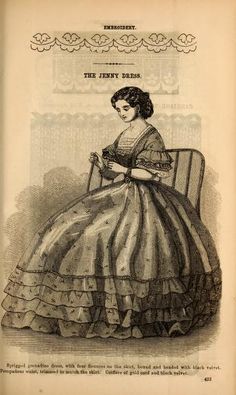 1859 Fashion, Square Neckline Dress, 19th Century Clothing, 19th Century Fashion, Century Clothing, Victorian Lady, Victorian Women