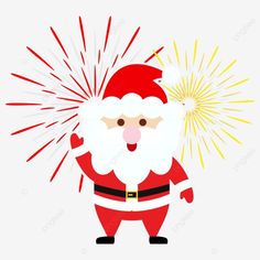 a santa clause with fireworks in his hand, christmas, person, cartoon png and psd