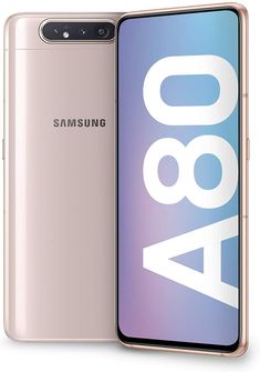 the new samsung galaxy s10 is shown in gold and purple, with an inscription on it