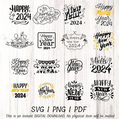 the happy new year svg bundle is available for use on all your project projects