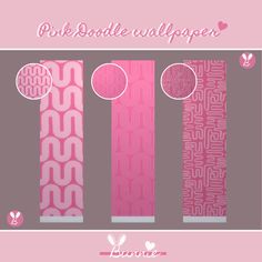 three pink wallpapers with different patterns on them and the words pink bubble wallpaper