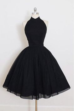 Pleated Chiffon Ball Gown Halter Knee-Length Sleeveless Homecoming Dress,Party Dress,1160 on Storenvy Homecoming Dresses Short Black, Prom Dress Halter, Halter Homecoming Dress, Prom Dress Black, Homecoming Dress Short, Halter Prom Dresses, Short Homecoming Dresses, Black Homecoming Dress, Short Party Dress