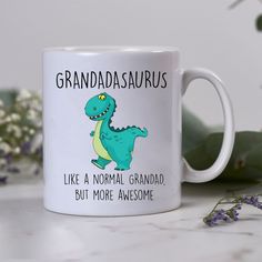 Grandadasaurus Like A Normal Grandpa But More Awesome Mug Gift For Grandpa Dinosaur Mug, Gift For Grandpa, Saint Patricks, St Paddys Day, Paddys Day, Grandparents Day, Teacher Ideas, Xmas Holidays, Homemade Crafts