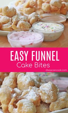 easy funnel cake bites are the perfect dessert to serve for any party or special occasion