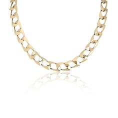 Featured is a classic, elegant, 16-inch gold necklace. This remarkable piece makes a statement anywhere that you may take it. It is crafted in solid 14K yellow gold with a unique "<><><>" chain design that follows through the entire piece. The perfect gift for her. Weight: 38.4 Grams Metal Purity: 14K Yellow Gold Chain Length: 16-inches Chain Width: 9.50 (MM) Chain Style: "<><><>" Estimated Retail Value: $10,990.00 USD A certificate of appraisal is provided upon purchase. Solid Gold Necklace 1stdibs, Rocker Jewelry, Gold Link Chain Necklace, Slider Necklace, Gold Link Necklace, Gold Slides, Pear Pendant, Gold Link Chain, Tourmaline Pendant