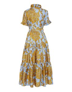 Pleated Collar, Sassy Dress, Yellow Midi Dress, Muslim Fashion Dress, Layered Skirt, Silk Twill, Lake Como, Tiered Skirt, Kitten Heel