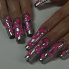 💞chrome lava lamp nails💞 really had fun doing these, getting my groove back and re-opening bookings soon 🥹💗 #gelxnails #chromenails… | Instagram Cool Chrome Nails, Lava Lamp Nails, Lava Nails, Lamp Nails, Lava Girl, Aesthetic Warning, Neon Nail Designs, Nail Sets, Nails Diy