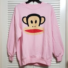 Paul Frank Crew Neck Sweatshirt Pullover, Crew Neck Drop Shoulder Sleeve Style Oversized Fit Includes 2 Scrunchies (As Pictured) Nwt Pink Long Sleeve Sweater With Graphic Print, Pink Crew Cotton Top, Pink Crew Top For Fall, Pink Cotton Crew Top, Pink Long Sleeve Sweatshirt With Graphic Print, Pink Relaxed Fit Crew Neck Sweater, Pink Crew Sweatshirt With Graphic Print, Pink Crew Neck Sweatshirt With Graphic Print, Oversized Pink Crew Neck Top