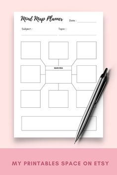 a blank map with the words my printables space on it and a pen next to it