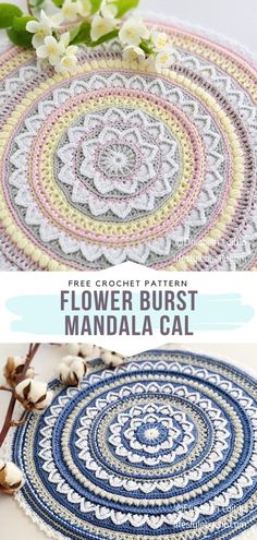 the free crochet pattern for flower burst round rug