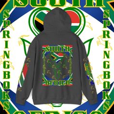 CHECK OUT MY STORE FOR THE LATEST WORLD RUGBY HOODIES MADE AND MANUFACTURED IN THE USA. RANGE OF COLOURS and SIZES. South African Hoodie Sweatshirt, Springboks, Rugby World champions hoodie, Springbok hoodie, pullover, winter gift,  unisex heavy blend hooded sweatshirt is relaxation itself. Made with a thick blend of cotton and polyester, it feels plush, soft and warm, a perfect choice for any cold day. In the front, the spacious kangaroo pocket adds daily practicality while the hood's drawstrin Winter Sports Logo Print Hoodie, Winter Sports Graphic Print Hoodie, Green Casual Hoodie For Fan Merchandise, Casual Green Hoodie For Fan Merchandise, Winter Fan Merchandise Hoodie With Logo, Green Winter Sweatshirt For Fan Merchandise, Green Fan Apparel Hoodie For Streetwear, Green Winter Fan Merchandise Sweatshirt, Winter Sports Event Hoodie With Kangaroo Pocket