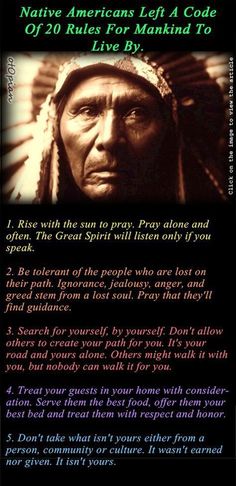 native american left 4 code rules for manhood to live by, with the text above it