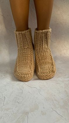 Fuzzy socks, House shoes, Winter socks, Personalized socks, Cute socks for men, Custom socks for women,socks womens fun The coziest, warmest knitted slipper socks for home for him and for her. It's a good time to order the perfect home shoes for Christmas. The socks are made of alpaca wool and are completely handmade Can be knitted to order higher than shown in the photo. To do this, contact me and we will discuss all the details. It is possible to make a personalized order Can also be made to o Comfortable Non-slip Socks With Round Toe, Comfortable Non-slip Round Toe Socks, Comfortable Thick Knitted Socks, Cozy Comfortable Non-slip Socks, Non-slip Winter Socks As Gift, Comfortable Thick Snug Socks, Winter Gift Non-slip Socks, Beige Non-slip Socks, Comfortable Non-slip Socks As Gift