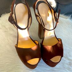 Great Condition Only Worn A Handful Of Times. Size 9 Runs True To Size Luxury Brown Suede Heels, Designer Suede Heels For Formal Occasions, Designer Suede Block Heel, Designer Suede Block Heels, Designer Suede Platform Heels, Designer Suede Heels With Heel Strap, Elegant Brown Platform Heels, Zanotti Shoes, Giuseppe Zanotti Shoes