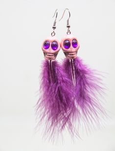 pink skull earrings, halloween earrings, skull earrings, purple halloween jewelry, halloween jewelry, rhinestone skull, skull jewelry, pink Pink Skull Jewelry For Halloween, Purple Feather, Pink Skull, Purple Halloween, Hammered Hoop Earrings, Rare Crystal, Rough Crystal, Unique Wedding Gifts, Skull Jewelry