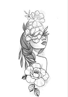 a woman's face with flowers on her head and leaves in her hair,